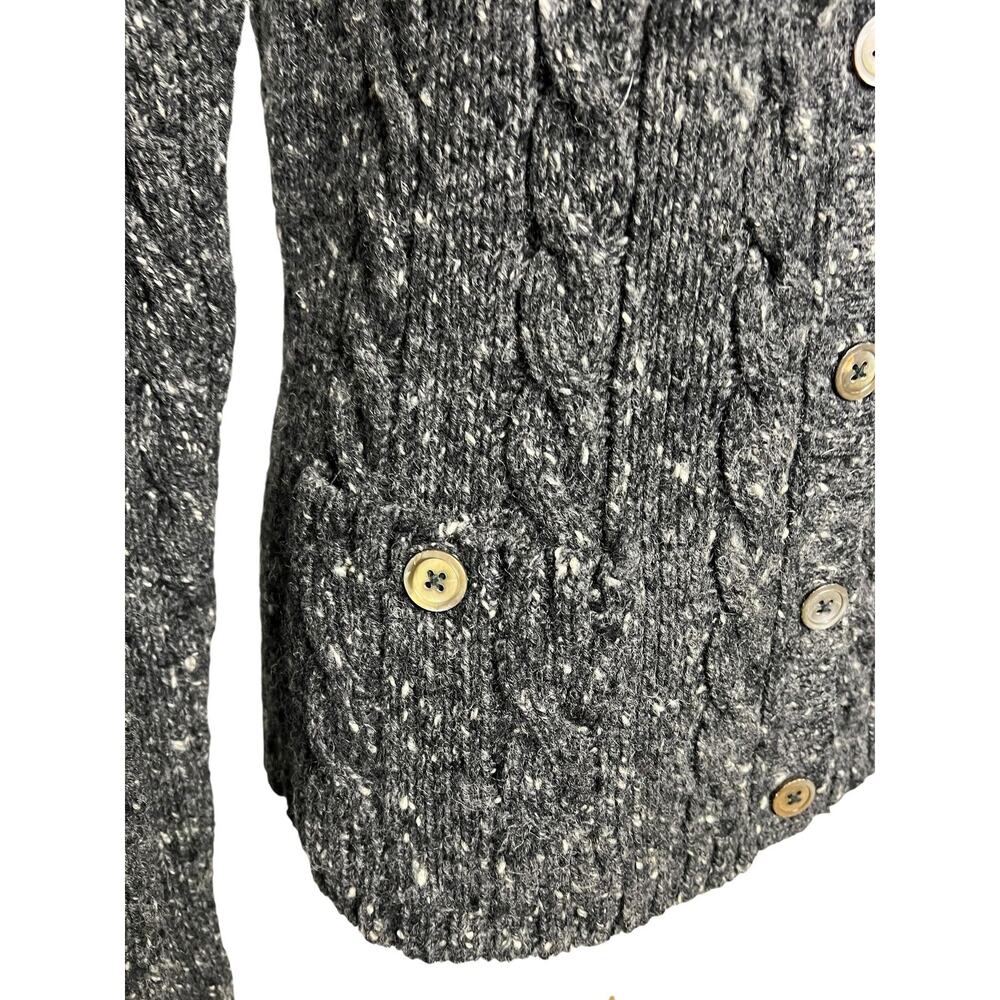 Ralph Lauren Cardigan Sweater Womens Medium Gray 100% Wool Cable Knit Pockets - Picture 6 of 8